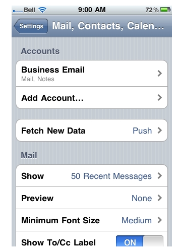 how to set up imap email on iphone from bluehost